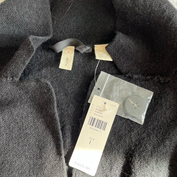 Anthropologie Moth Textured Wool Black Womens Jacket, Size:L - Picture 4 of 7